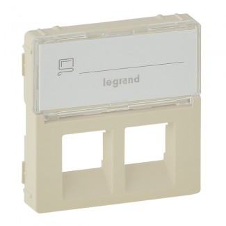Centro RJ 45 com porta etiqueta, 2 saídas, Creme