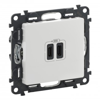 Tomada dupla USB: 2 x Tipo-C, Branco