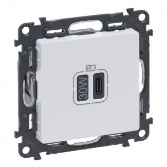 Tomada USB 1 x Tipo-C (Power Delivery, 30 W), Branco