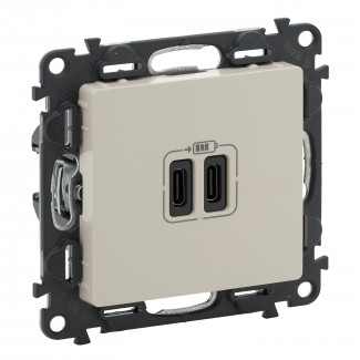 Tomada dupla USB: 2 x Tipo-C, Creme