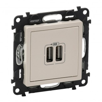 Tomada dupla USB: 2 x Tipo-A, Creme