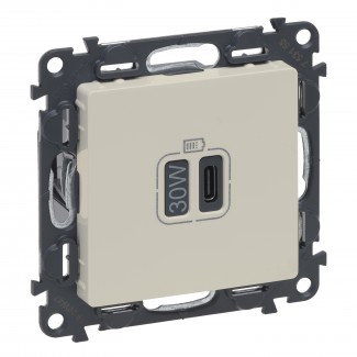Tomada USB 1 x Tipo-C (Power Delivery, 30 W), Creme