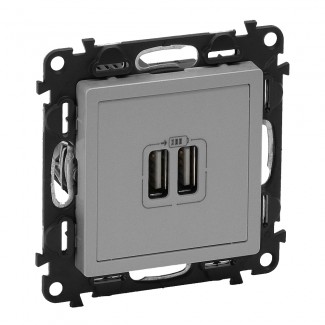 Tomada dupla USB: 2 x Tipo-A, Alumínio