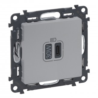Tomada USB 1 x Tipo-C (Power Delivery, 30 W), Alumínio