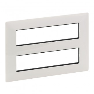 Suporte com quadro integrado, para 2 x 4 x 2 módulos, Branco