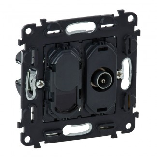 Tomada mista: TV simples (macho) + RJ 45 Cat.6 UTP